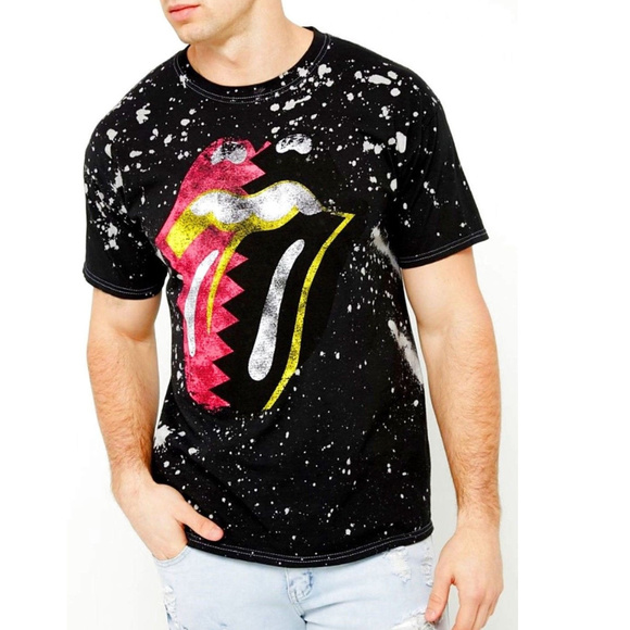 Rolling Stones Tongue Logo Bleach Logo Official cotton T-Shirt XL Last NWT - Picture 1 of 3